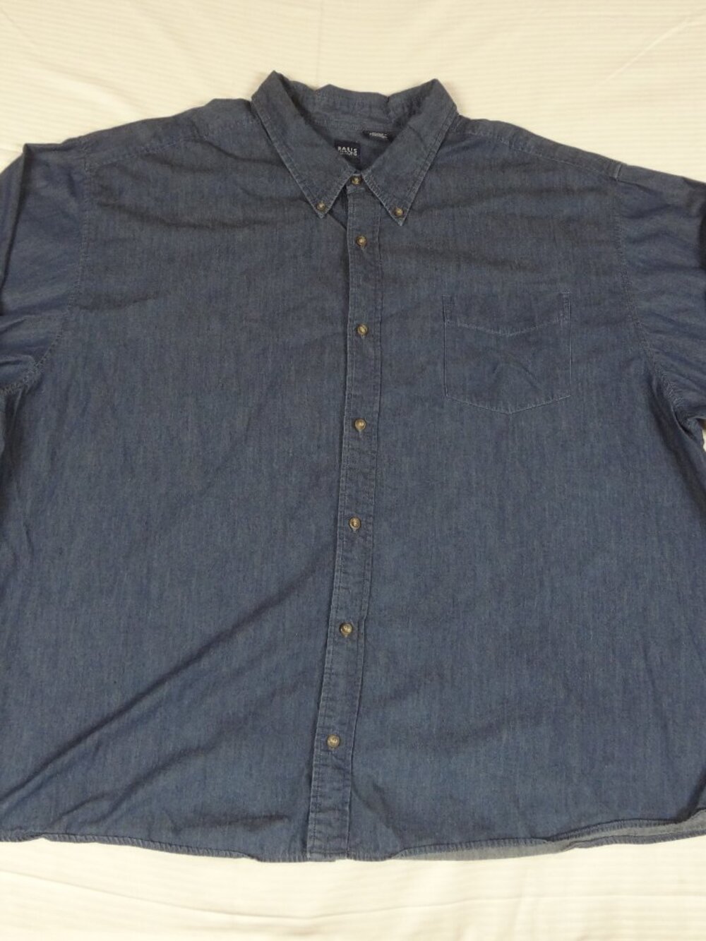 BASIC EDITION DARK BLUE DENIM BUTTON UP SHIRT MENS 4XL L821